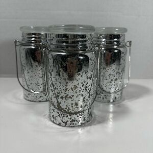 Set of 3 Valerie Parr Hill Mercury Glass Mason Jar Candle Holder in Silver